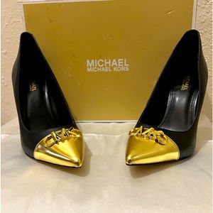 Sexy shoes by Michael Kors. Black and gold. With the box.